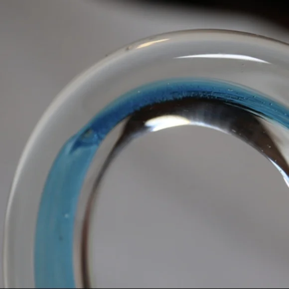 Vintage Murano Style Swan Art Glass Figurine Clear w/Blue Swirled Accent - Picture 5 of 12